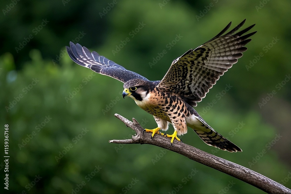 Obraz premium falcon perched on a mistletoe branch
