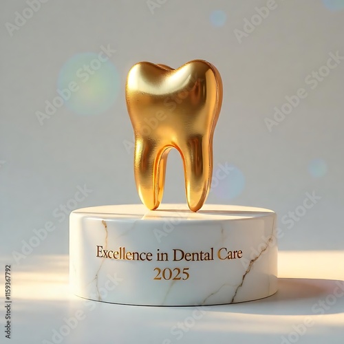 A tooth dressed in a sharp black suit and tie, with 