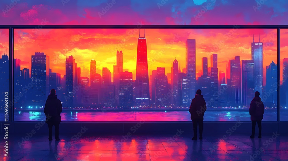 Vibrant urban skyline glowing at sunset beautiful reflected on tranquil shimmering waters images Vibrant urban skyline glowing at sunset beautiful reflected on tranquil shimmering waters images