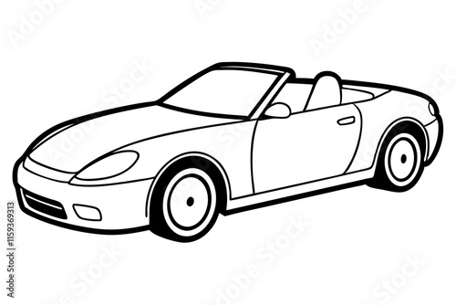 Line Art of a Convertible Car on White Background