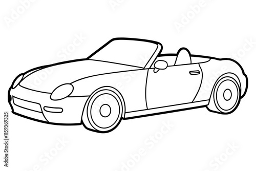 Line Art of a Convertible Car on White Background