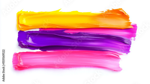 Wallpaper Mural Vibrant strokes of yellow, orange, purple, and pink paint on white background Torontodigital.ca