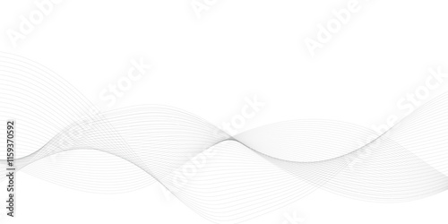 Abstract grey, white smooth element swoosh speed wave modern stream transparent background. Abstract wave line for banner, template, wallpaper background with wave design. Vector illustration