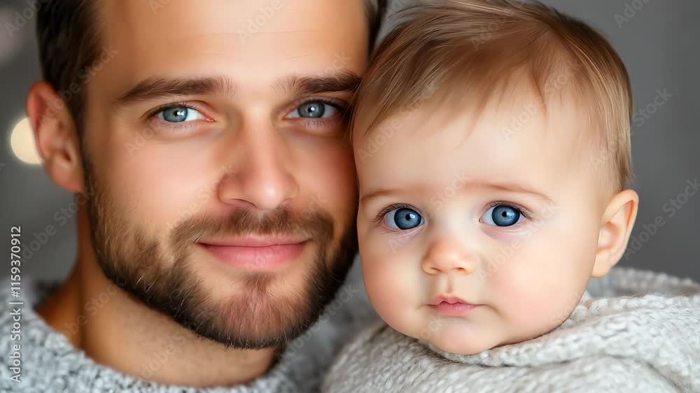 Father and Baby Smiling Brightly Together Father and Baby Smiling Brightly Together