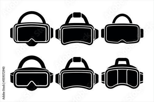Set of VR Snow Goggles Icons