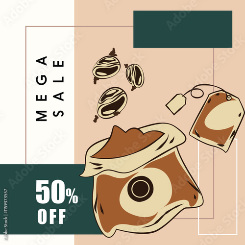 Coffee sale poster templates retro handdrawn symbols sketch