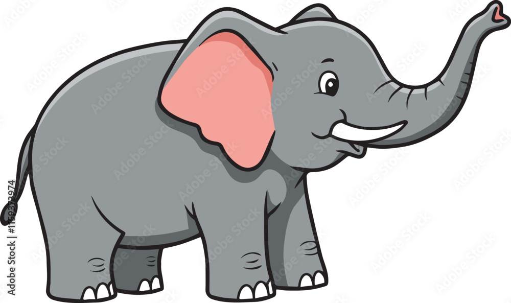Fototapeta premium Cute Cartoon elephant vector icon illustration Graphic Design
