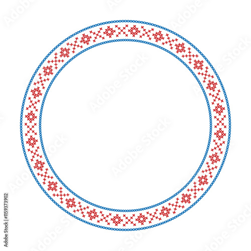 Round frame cross-stitch motifs folk embroidery