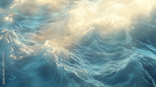 Abstract Ocean Waves Illuminated By Sunlight