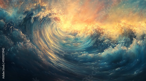 Celestial Wave A Cosmic Ocean Scene Of Golden Hues