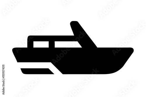 Rescue Boat Silhouette Icon on White Background