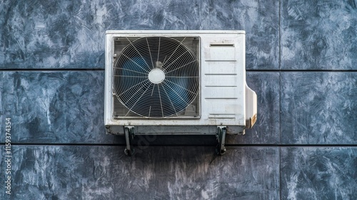 Exterior Wall Mounted Air Conditioner Unit on a Modern Building