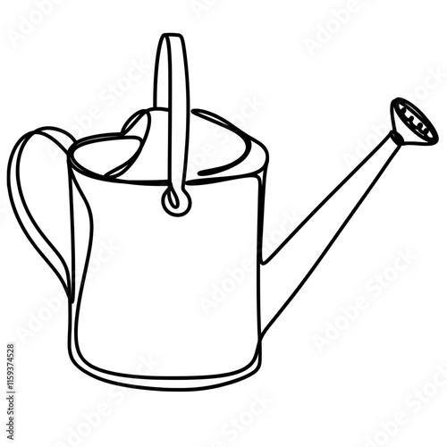 Watering can in continuous one line art drawing