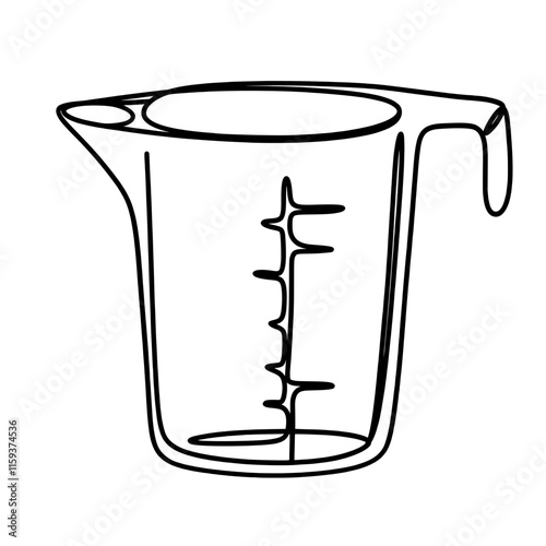 Measuring cup in continuous line art drawing 