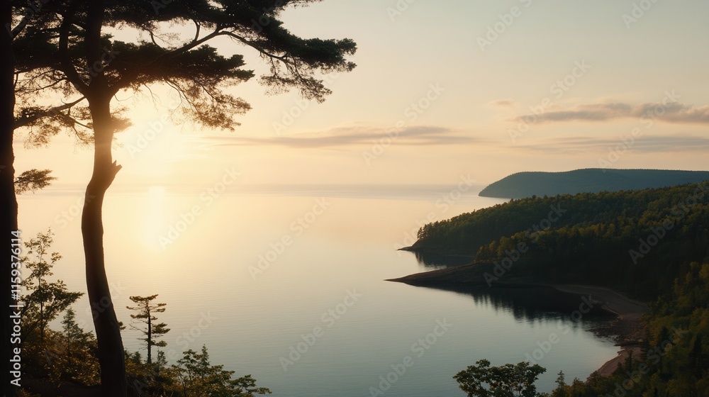 Serene sunset peaceful lake landscape Serene sunset peaceful lake landscape