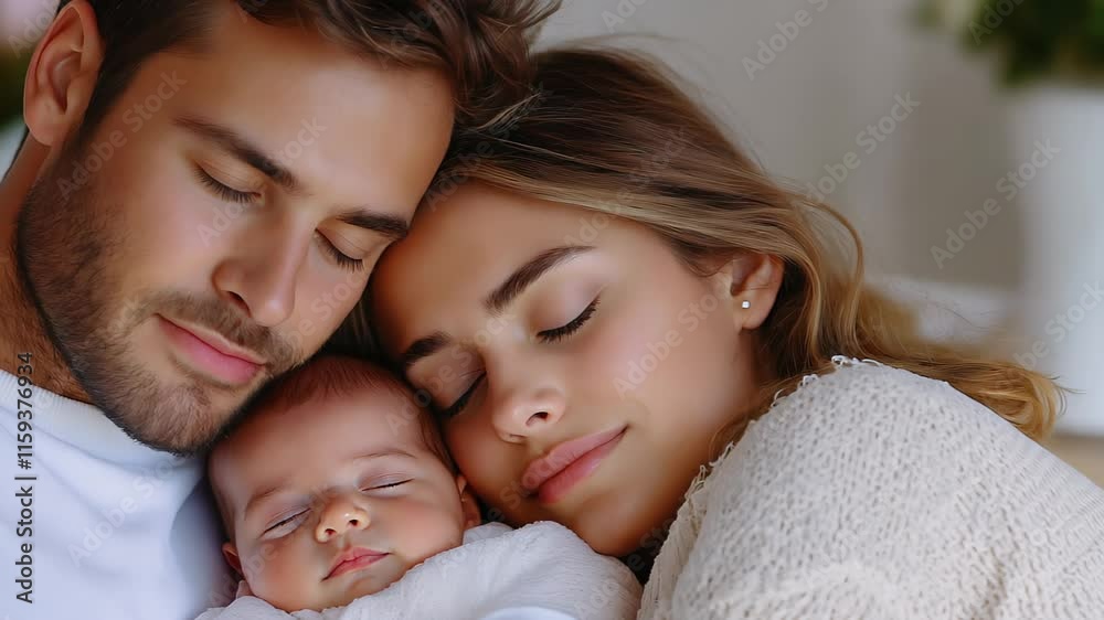 Parents and Baby Sleeping Peacefully Together Parents and Baby Sleeping Peacefully Together