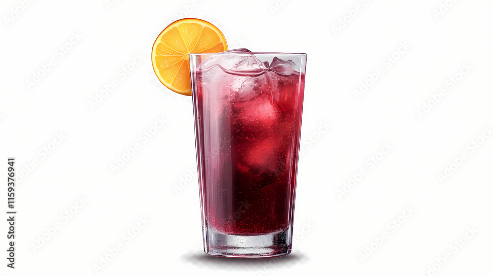 Extreme front view of a seabreeze cocktail in a highball glass isolated on a white transparent background. Seabreeze. Illustration Extreme front view of a seabreeze cocktail in a highball glass isolated on a white transparent background. Seabreeze. Illustration