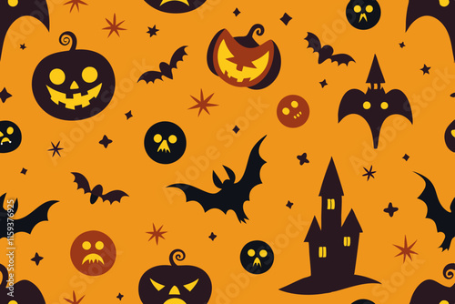 Spooky Halloween Pattern Background Vector Illustration