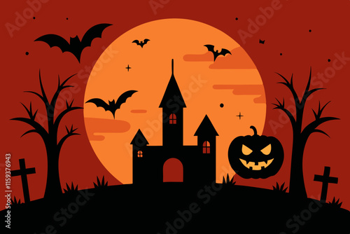 Spooky Halloween Pattern Background Vector Illustration