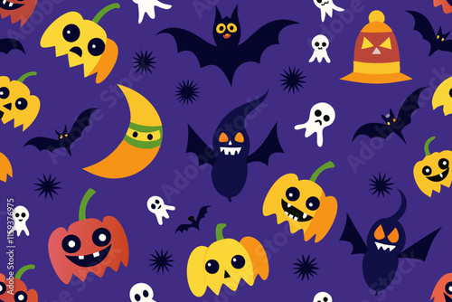 Spooky Halloween Pattern Background Vector Illustration