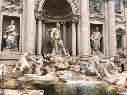 View of Trevi Fountain (Fontana di Trevi) in Rome. Italy