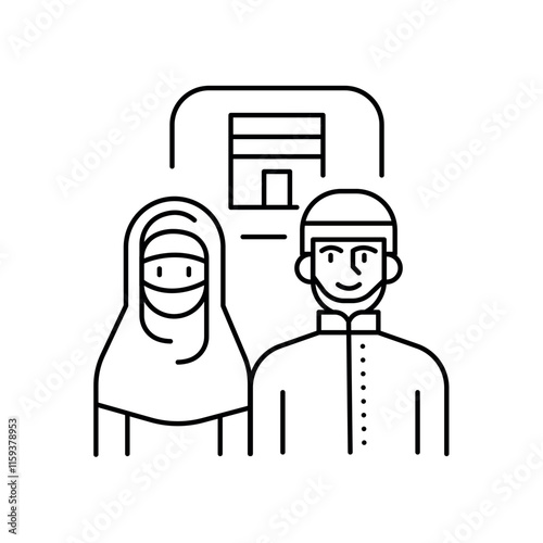 Hajj color icon. Muslim religion.