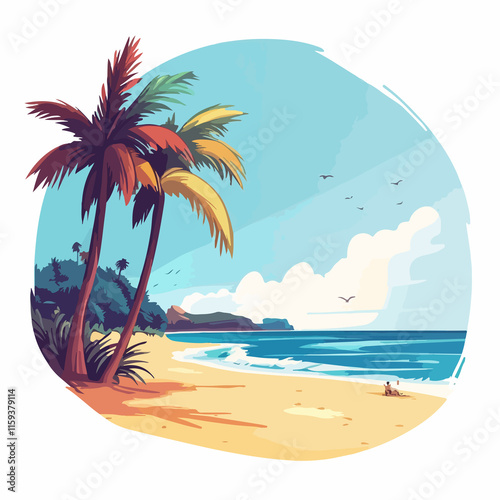 Colorful Summer Beach Cartoons Vector Illustration Isolated for Fun Designs photo