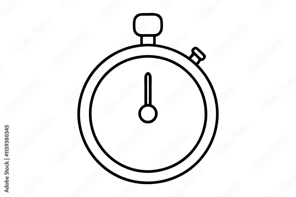 Stylish Stopwatch Vector Clipart and Icon on White Background