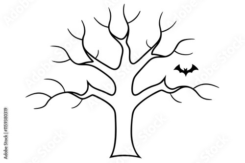 Spooky Halloween Tree Background Vector Illustration