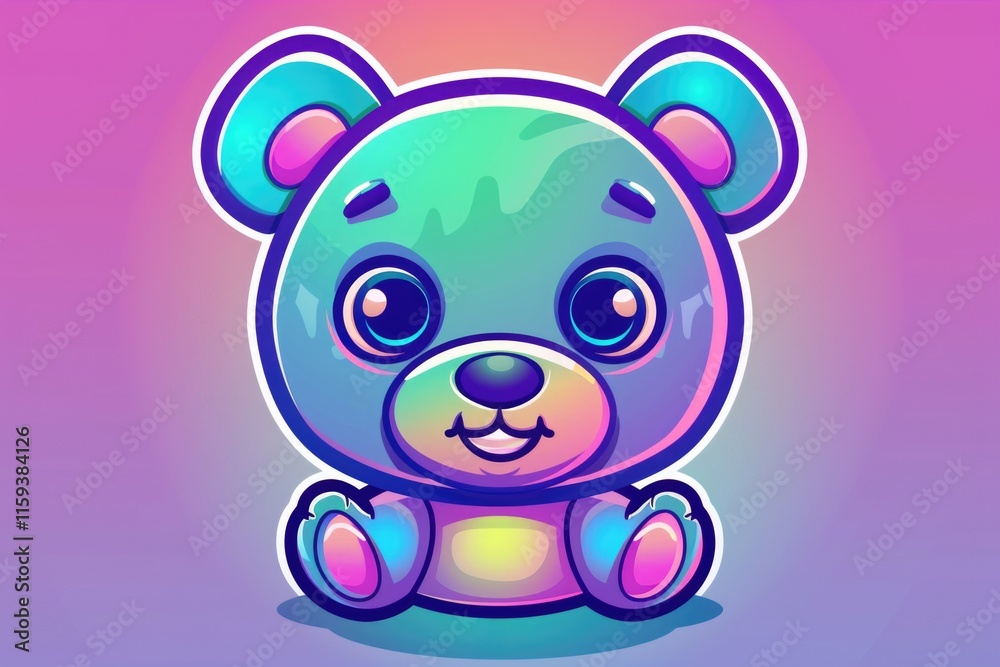 A charming, colorful bear with big eyes and a happy expression. Perfect for children's toys or as an animated character. A charming, colorful bear with big eyes and a happy expression. Perfect for children's toys or as an animated character.