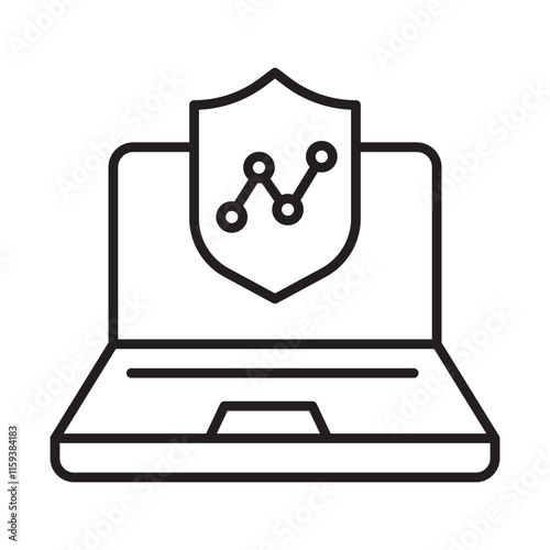Security Analytics Icon – Monitoring and Analyzing Data for Threat Prevention- Editable stroke vector line icon