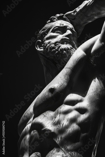 Classical art sculpture of male figure in contemplative pose