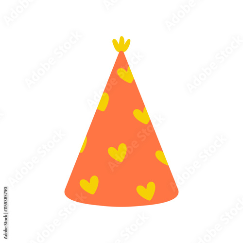 Colorful party hat with heart patterns for celebrations and gatherings