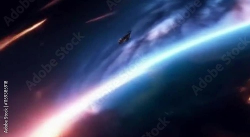 Endless Space Surrounded by the Black Void, Meteor Shower Lighting Up the Cosmic Darkness