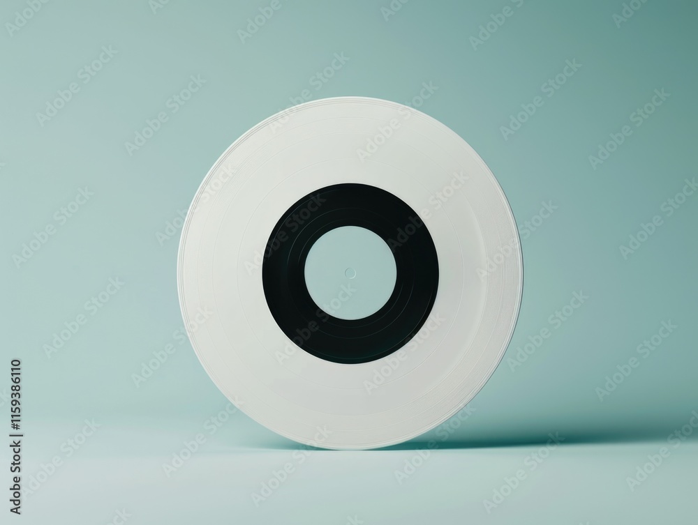 The image displays a vinyl record with a playable label, symbolizing music or audio. The record has a black and white design on its label. The image displays a vinyl record with a playable label, symbolizing music or audio. The record has a black and white design on its label.