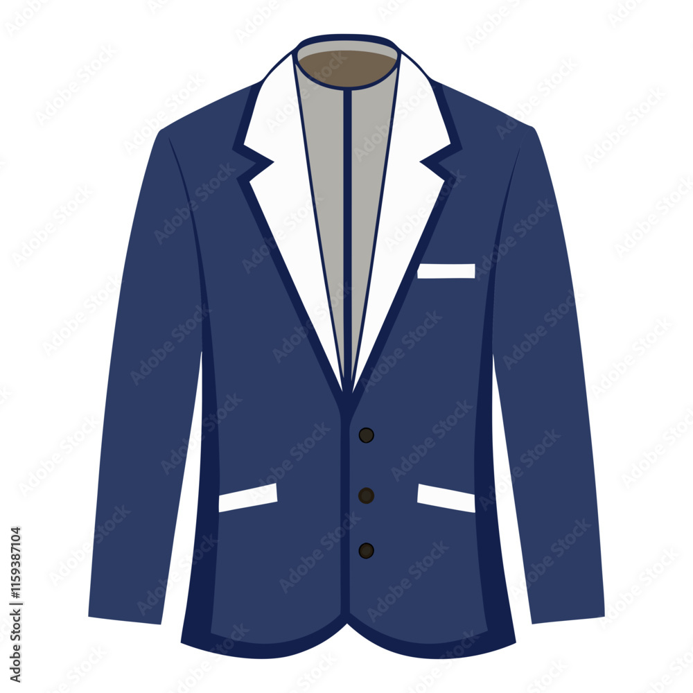 navy blazer with white lapels vector, vector illustration of a navy blazer featuring white lapels, white pocket details, and a minimalistic flat design style.
navy blazer with white lapels vector, vector illustration of a navy blazer featuring white lapels, white pocket details, and a minimalistic flat design style.