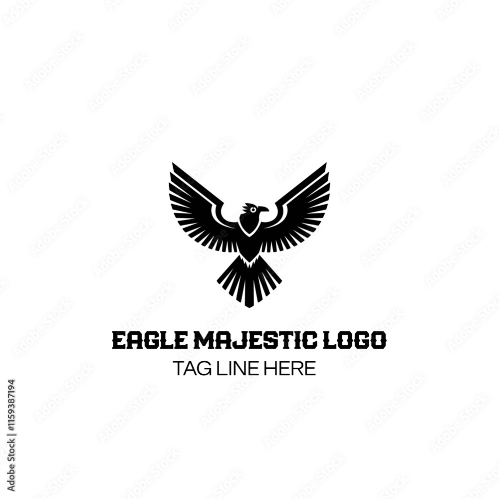 Obraz premium Eagle Majestic Logo 2 Eagle Logo. The logo is a fierce, vibrant, soaring eagle. Use the colors blue and gold. Make the colors vibrant and exciting. 
