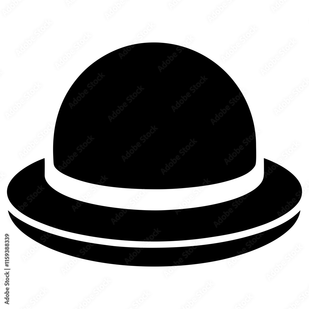 black bowler hat with white band, vector illustration of a black bowler hat featuring a simple white band, ideal for classic, formal, and vintage-inspired fashion themes.
black bowler hat with white band, vector illustration of a black bowler hat featuring a simple white band, ideal for classic, formal, and vintage-inspired fashion themes.