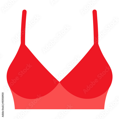 red bralette with thin straps, vector illustration of a vibrant red bralette featuring thin straps and a v-neck design, ideal for lingerie and fashion themes.
