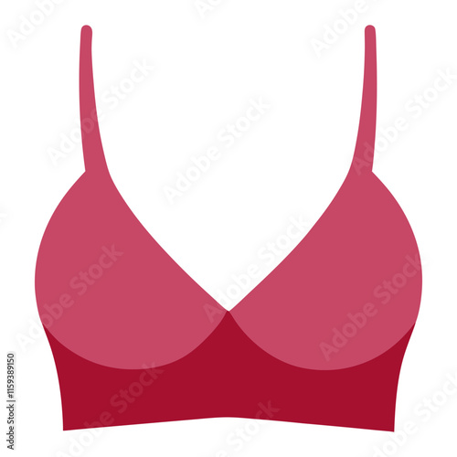 red bralette with thin straps, vector illustration of a red bralette featuring thin straps and a sleek v-neck design, ideal for lingerie and fashion concepts.
