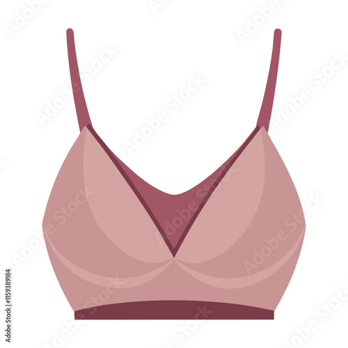 blush pink bralette with thin straps, vector illustration of a blush pink bralette featuring thin straps and a deep v-neck design, ideal for fashion and lingerie themes.
