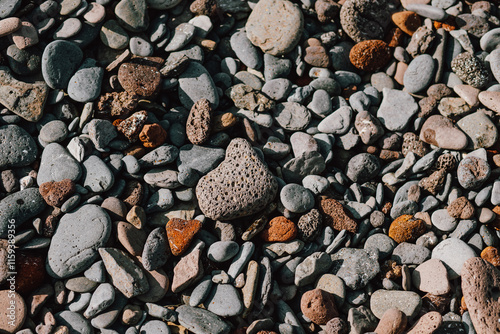 A beach of rocks and ocean in the Canary Islands, Spain  photo