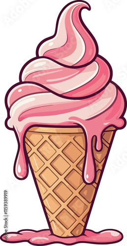 an ice cream cone with a pink ice cream in it