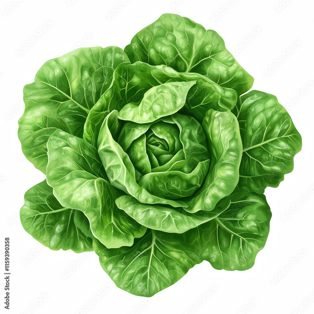 Obraz premium Realistic fresh romaine lettuce head isolated on transparent background Generative Ai.
