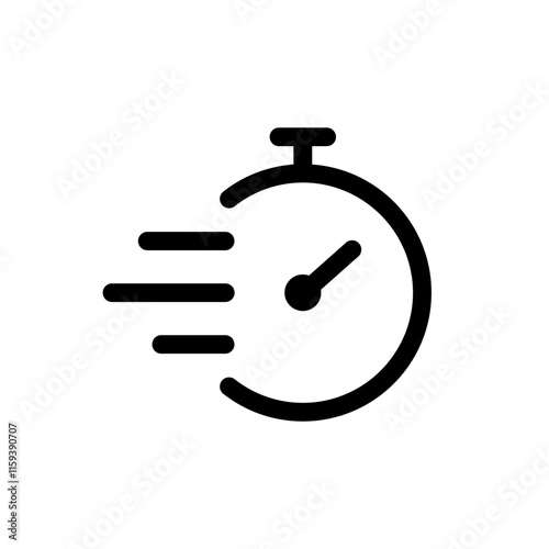 Quick time icon. Rapid line symbol. Countdown timer icon. Speed time vector icon isolated on white background.