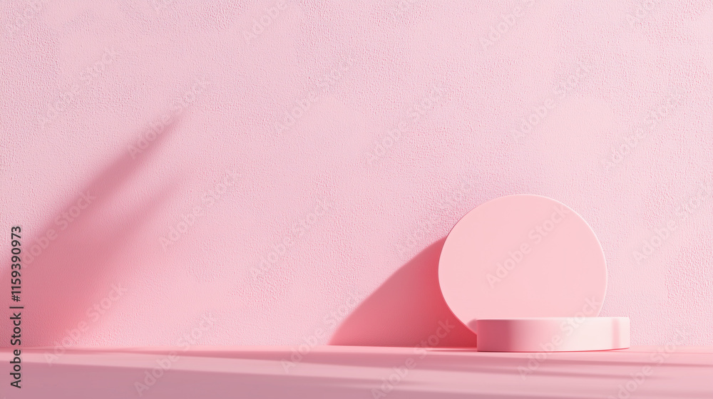 pink podium with a wall of light and shadow pink podium with a wall of light and shadow