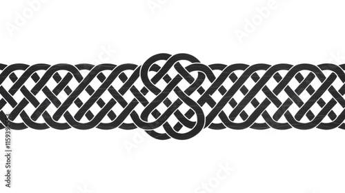 Aged ancient Celtic knot design in monochrome for decorative art and cultural heritage, transparent background photo