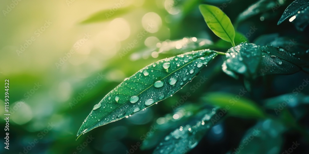 Natural greenery in the mist with water droplets Natural greenery in the mist with water droplets