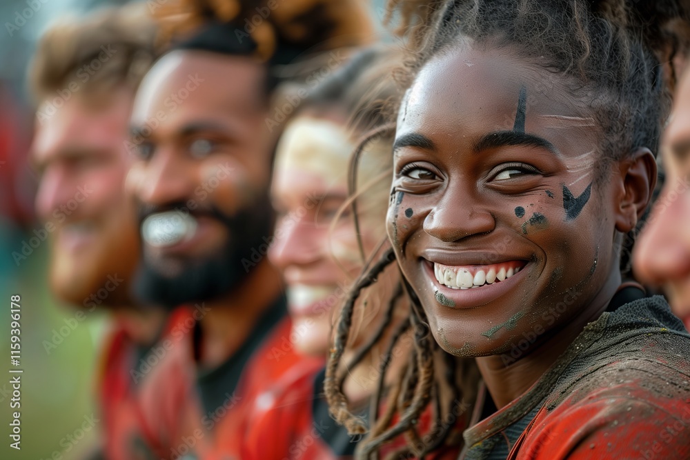 Celebrating victory, a joyful athlete with a beaming smile showcases the spirit of teamwork and sportsmanship. Celebrating victory, a joyful athlete with a beaming smile showcases the spirit of teamwork and sportsmanship.