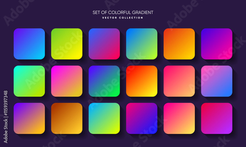 Gradient colors palette template, gradient color guide palette with color for paint, web ui, design etc.